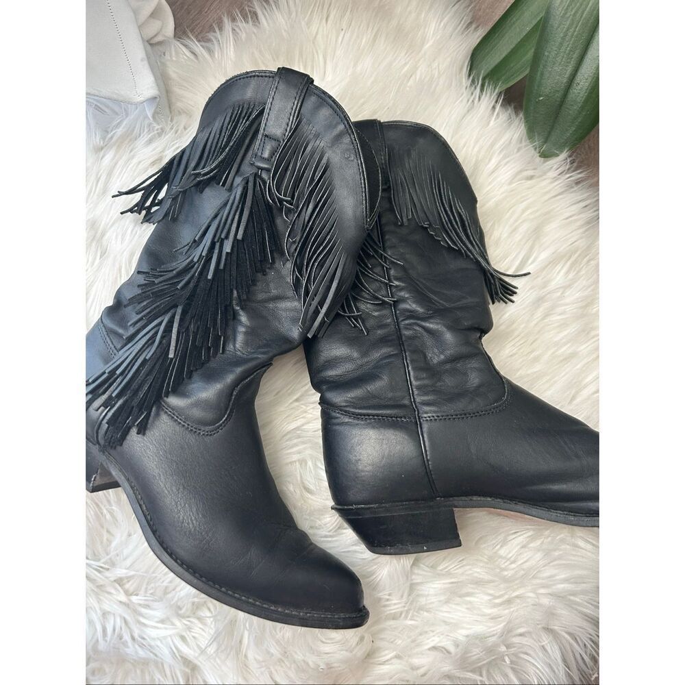 Capezio Women’s Black Fringe Cowboy Boots 8 M cowgirl western stylish sexy